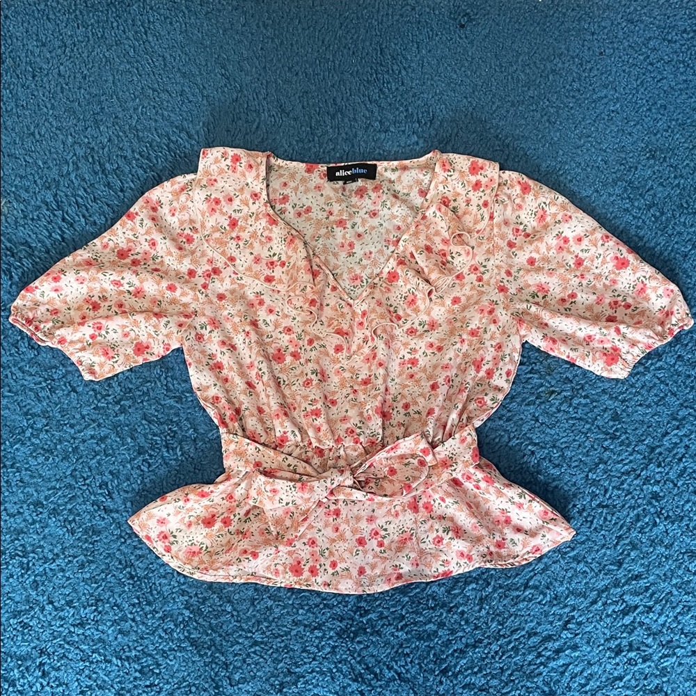 Floral Ruffle Blouse in Pink